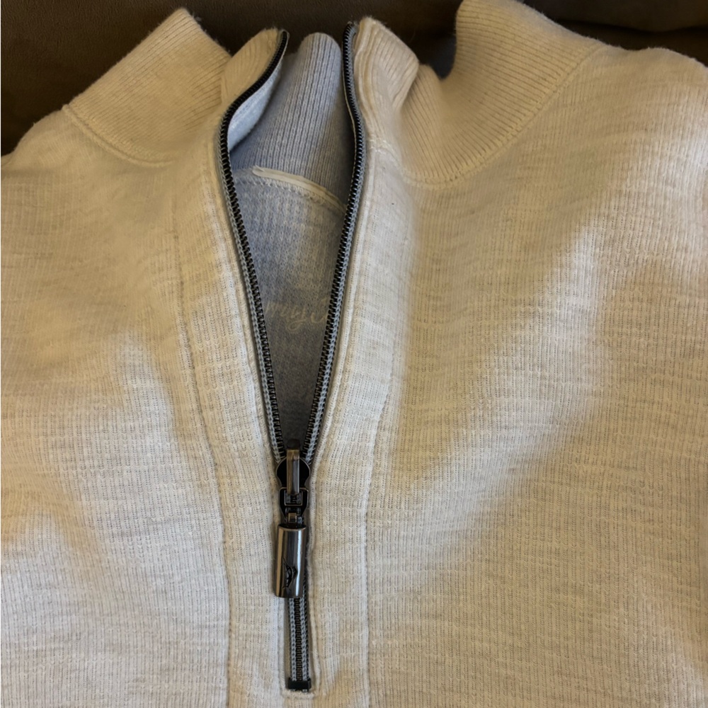Tommy Bahama Men's Cream Quarter-Zip Sweater - Picture 4 of 4